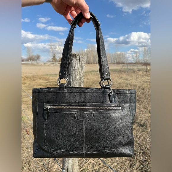Coach Handbags - Coach Penelope Black Pebbled Leather Tote Bag